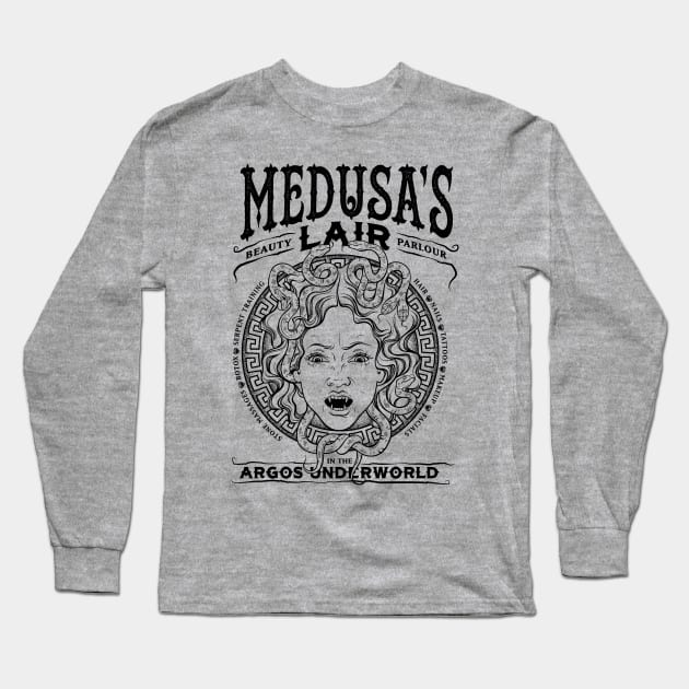 Medusa's Lair Beauty Parlour Long Sleeve T-Shirt by MindsparkCreative